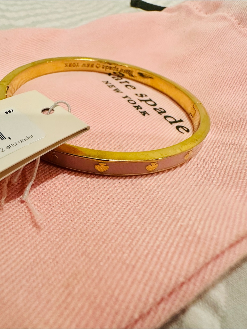 kate spade Light Pink and Gold Spade Accent Bangle - Picture 4 of 7